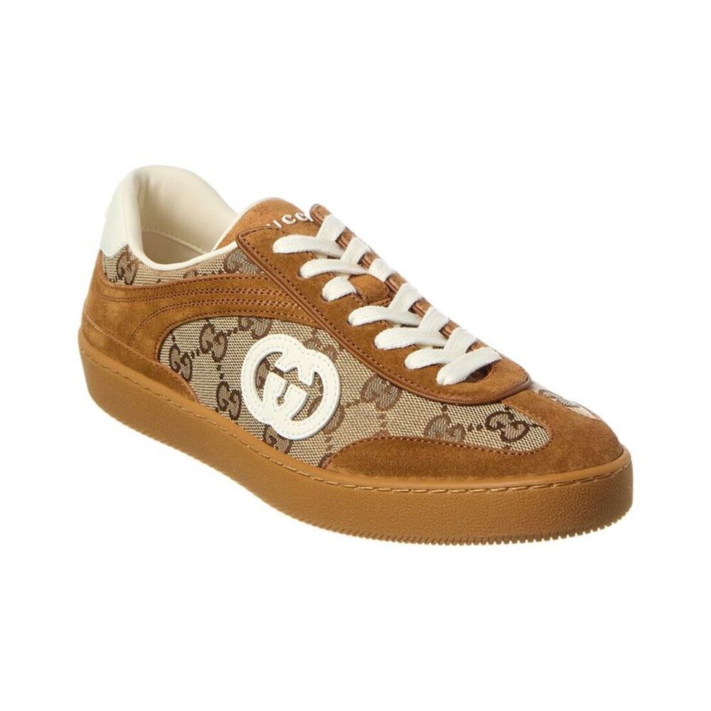 Gucci G75 Gg Canvas & Suede Sneaker, Brown
